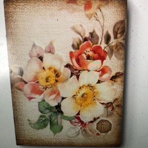 Rare Signed Sid Dickens Tile RLE18-01 Hand Painted Wild Rose Flowers New